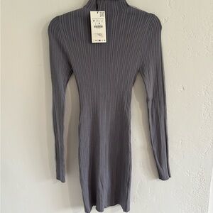 Zara - NWT Gray Ribbed Knit Dress Sz M